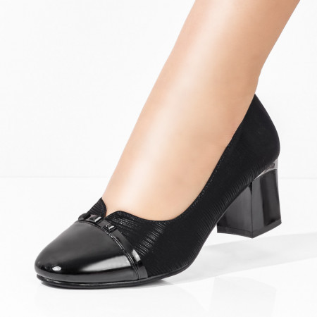Pantofi dama cu toc gros negri MOD01810, 4, modlet.ro