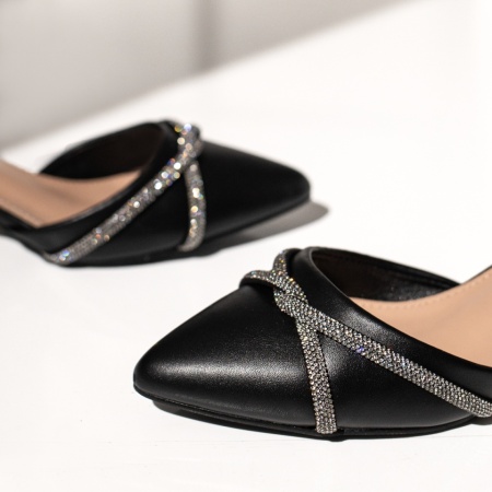 Pantofi dama cu toc gros si bareta negri LIA40, 3, modlet.ro
