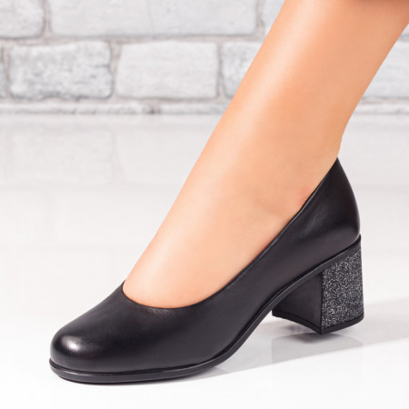Pantofi dama cu toc mediu negri din Piele naturala MOD10217, 2, modlet.ro