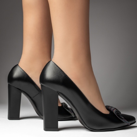 Pantofi dama cu toc negri din Piele naturala ZEF13475, 4, zeforia.ro
