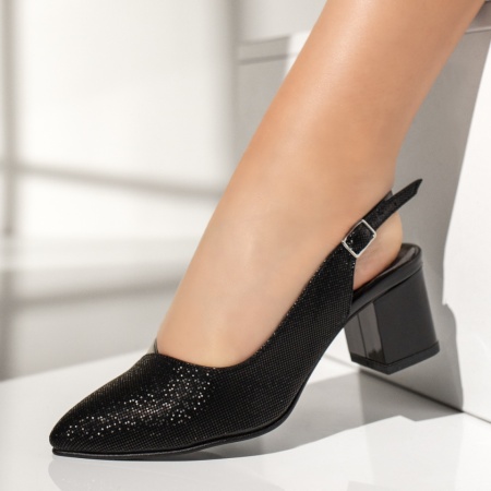 Pantofi dama, Pantofi dama cu toc si bareta negri din Piele naturala MOD13495, modlet.ro