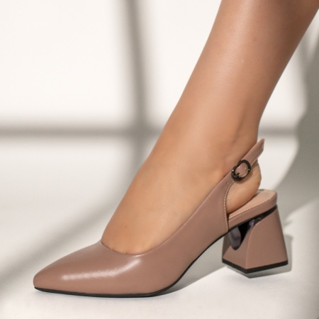 Pantofi dama cu toc si bareta nude MOD11653, 3, modlet.ro