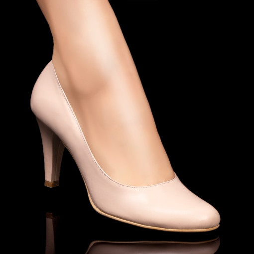 Pantofi dama eleganti cu toc nude din Piele naturala MDL06149
