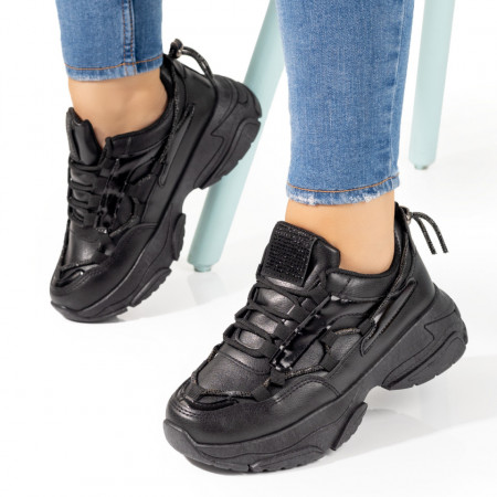 Pantofi dama sport cu siret negri MOD10358, 3, modlet.ro