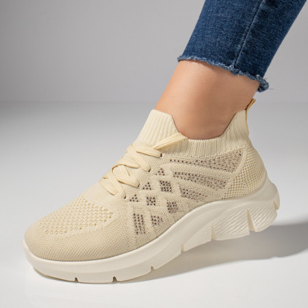 REDUCERI INCALTAMINTE, Pantofi dama sport din material textil bej MOD11523, modlet.ro
