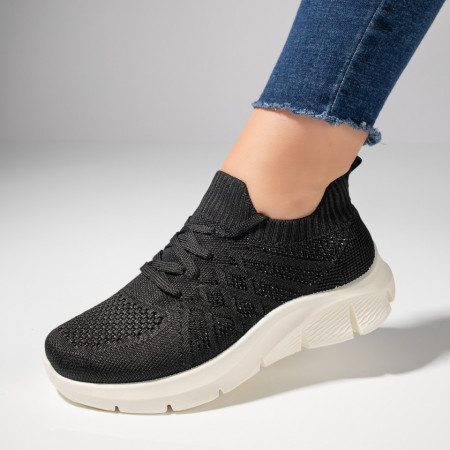 Pantofi dama sport din material textil negri MOD11523, 1, modlet.ro