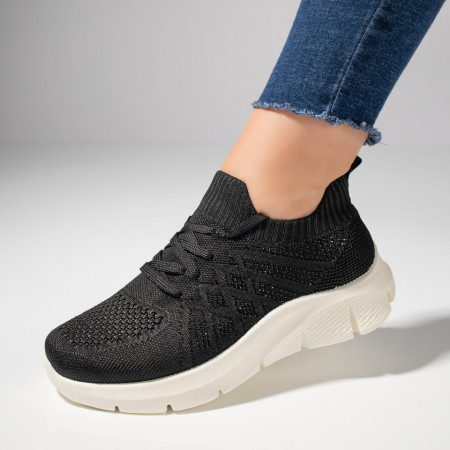 Adidasi dama, Pantofi dama sport din material textil negri ZEF11523 - zeforia.ro