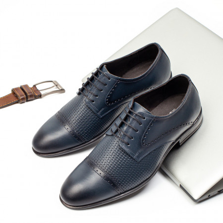 REDUCERI INCALTAMINTE, Pantofi eleganti barbati albastri din Piele naturala MOD03971, modlet.ro