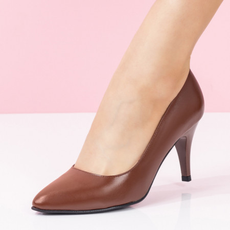 Pantofi eleganti dama cu toc maro din Piele naturala MOD06042, 3, modlet.ro
