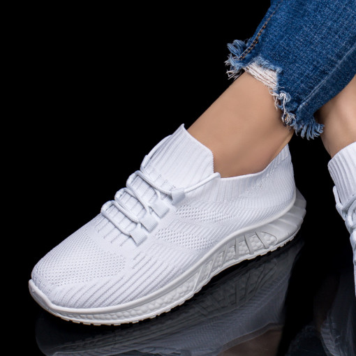 Oferta zilei, Pantofi sport albi dama din material textil ZEF03979 - zeforia.ro