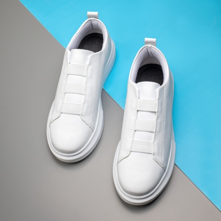 REDUCERI INCALTAMINTE, Pantofi sport barbati cu barete elastice albi MOD11651, modlet.ro