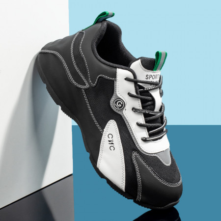 1+JUMATATE Barbati, Pantofi sport barbati cu talpa groasa negri cu alb MDL09458 - modlet.ro
