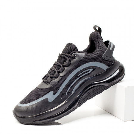 REDUCERI INCALTAMINTE, Pantofi sport barbati negri cu gri MOD09828, modlet.ro
