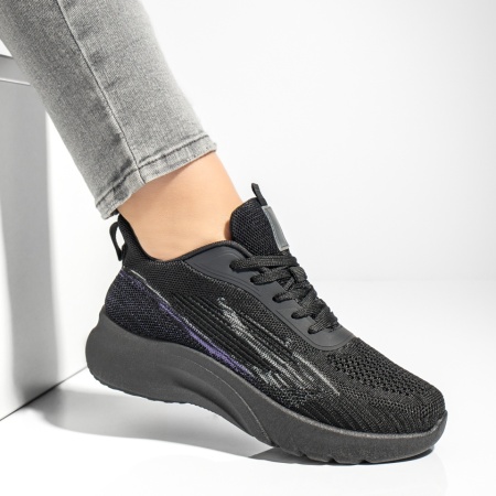 Pantofi sport cu siret si talpa groasa negri MOD13175, 3, modlet.ro