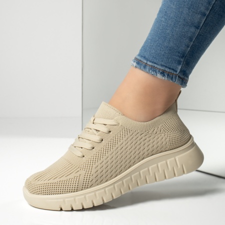 Pantofi sport dama cu siret bej MOD13236, 1, modlet.ro