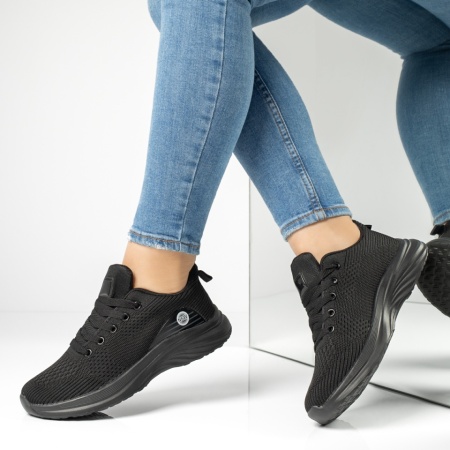 Adidasi dama, Pantofi sport dama cu siret negri MOD13224, modlet.ro