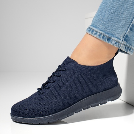 Adidasi dama, Pantofi sport dama cu siret si perforatii albastru inchis MOD13054, modlet.ro
