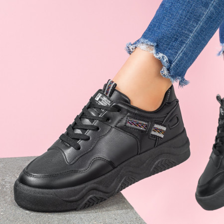 Plateste Jumatate!, Pantofi sport dama cu talpa groasa negri MOD07948, modlet.ro