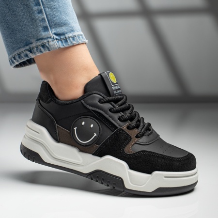 REDUCERI INCALTAMINTE, Pantofi sport dama cu talpa groasa negri MOD11756, modlet.ro