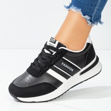 Adidasi dama, Pantofi sport dama negri cu alb ZEF07880 - zeforia.ro