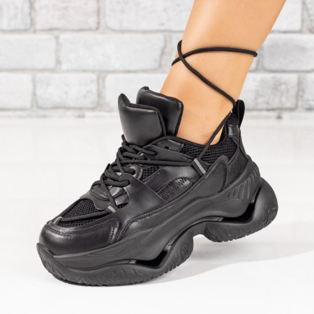 Plateste Jumatate!, Pantofi sport dama negri cu talpa groasa MOD10075, modlet.ro