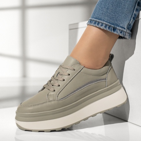 Adidasi dama, Pantofi sport dama verzi din Piele naturala MOD12973, modlet.ro