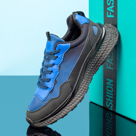 REDUCERI INCALTAMINTE, Pantofi sport negri cu albastru barbati MOD10191, modlet.ro