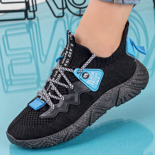 Pantofi sport negri dama din material textil MDL01376
