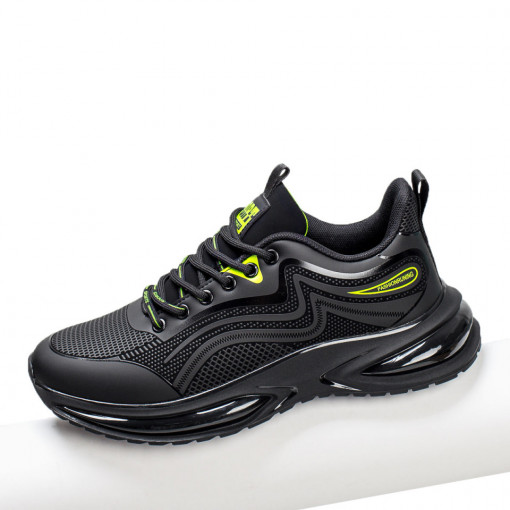 Pantofi sport negru cu verde barbati ZEF06268