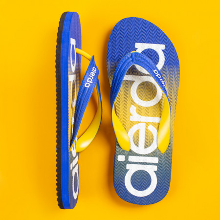 Papuci barbati de plaja albastri cu galben ZEF05328