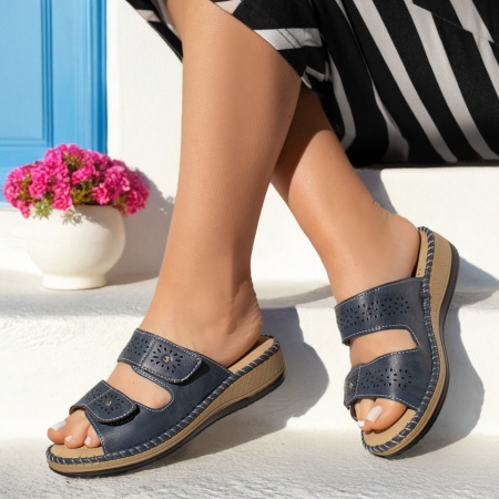 Papuci casual dama cu perforatii albastri MOD13593, 2, modlet.ro
