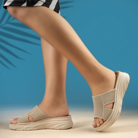 Papuci casual dama cu platforma bej MOD13842, 2, modlet.ro