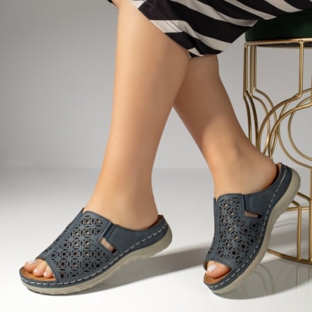 Papuci casual dama perforati albastri ZEF13546