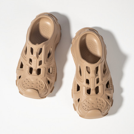 Plateste Jumatate!, Papuci dama cu talpa groasa tip crocsi khaki MOD11484, modlet.ro