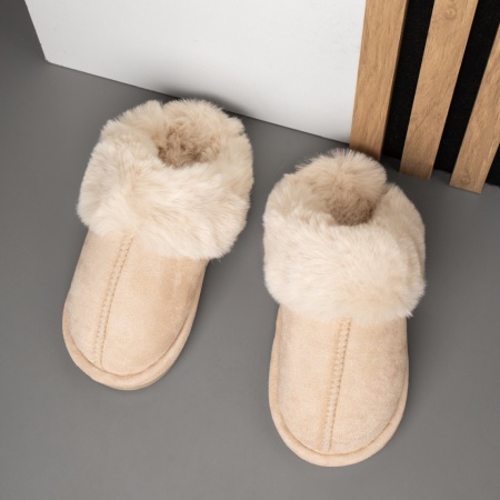 Papuci dama de casa bej suede MOD14120