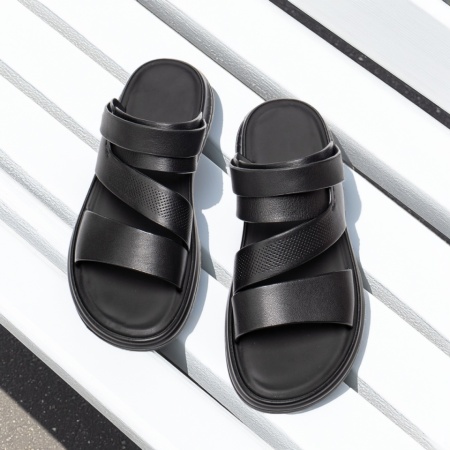 Sandale barbati cu bareta negre din Piele naturala ZEF13559, 4, zeforia.ro