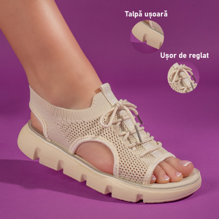Sandale dama bej cu talpa joasa DORA14, 3, modlet.ro