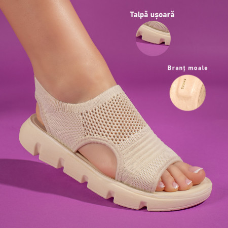 Sandale dama bej cu talpa joasa ZEF11346, 3, zeforia.ro