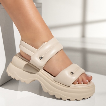 Sandale dama cu platfoma bej ZEF13522, 3, zeforia.ro