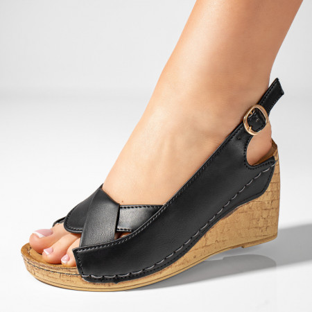 Sandale dama cu platforma negre ZEF04623