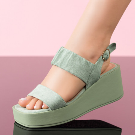Sandale dama cu platforma verde suede MOD04011, 4, modlet.ro