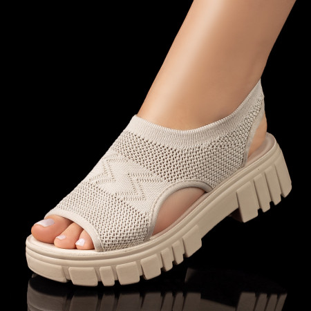 Oferta zilei, Sandale dama cu talpa groasa bej MOD08719, modlet.ro