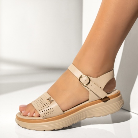Sandale dama cu talpa groasa bej MOD13906
