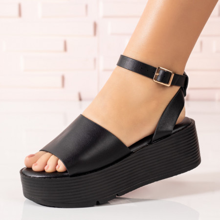 REDUCERI INCALTAMINTE, Sandale dama cu talpa groasa negre MOD09390, modlet.ro
