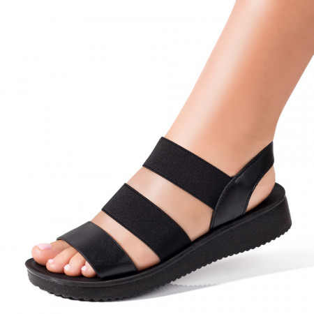 Sandale joase dama, Sandale dama cu talpa joasa negre MOD04179, modlet.ro