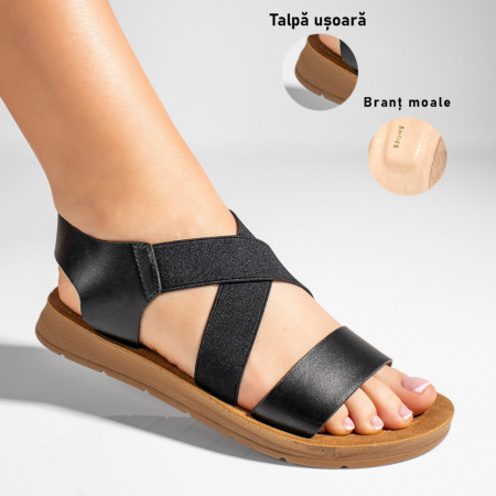 Sandale dama negre cu talpa joasa ZEF11343, 3, zeforia.ro