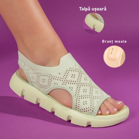 Sandale dama verzi cu talpa joasa DORA12, 3, modlet.ro