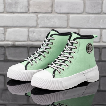 Tenisi dama cu siret si strasuri verde cu negru MOD09962, 3, modlet.ro