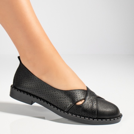 Balerini si Mocasini Dama, Balerini dama cu perforatii negri MOD13374, modlet.ro
