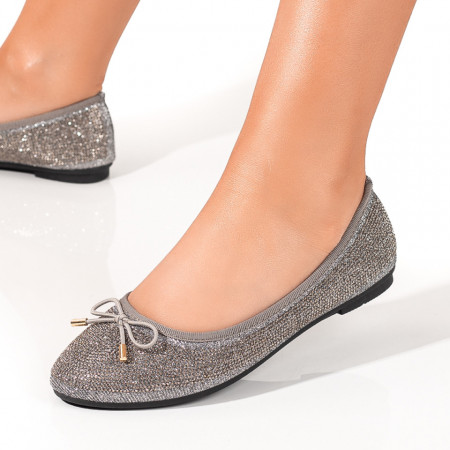 Balerini si Mocasini Dama, Balerini dama gri cu funda MOD09960, modlet.ro